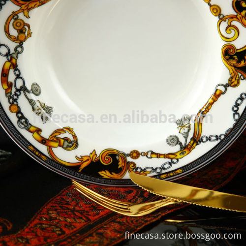 8.5 Inches Luxury Fine Bone China Pasta Soup Bowl of Knight